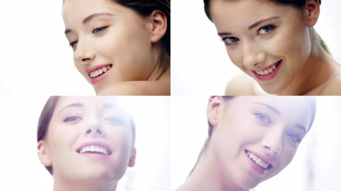 精致害羞的女人面部护肤