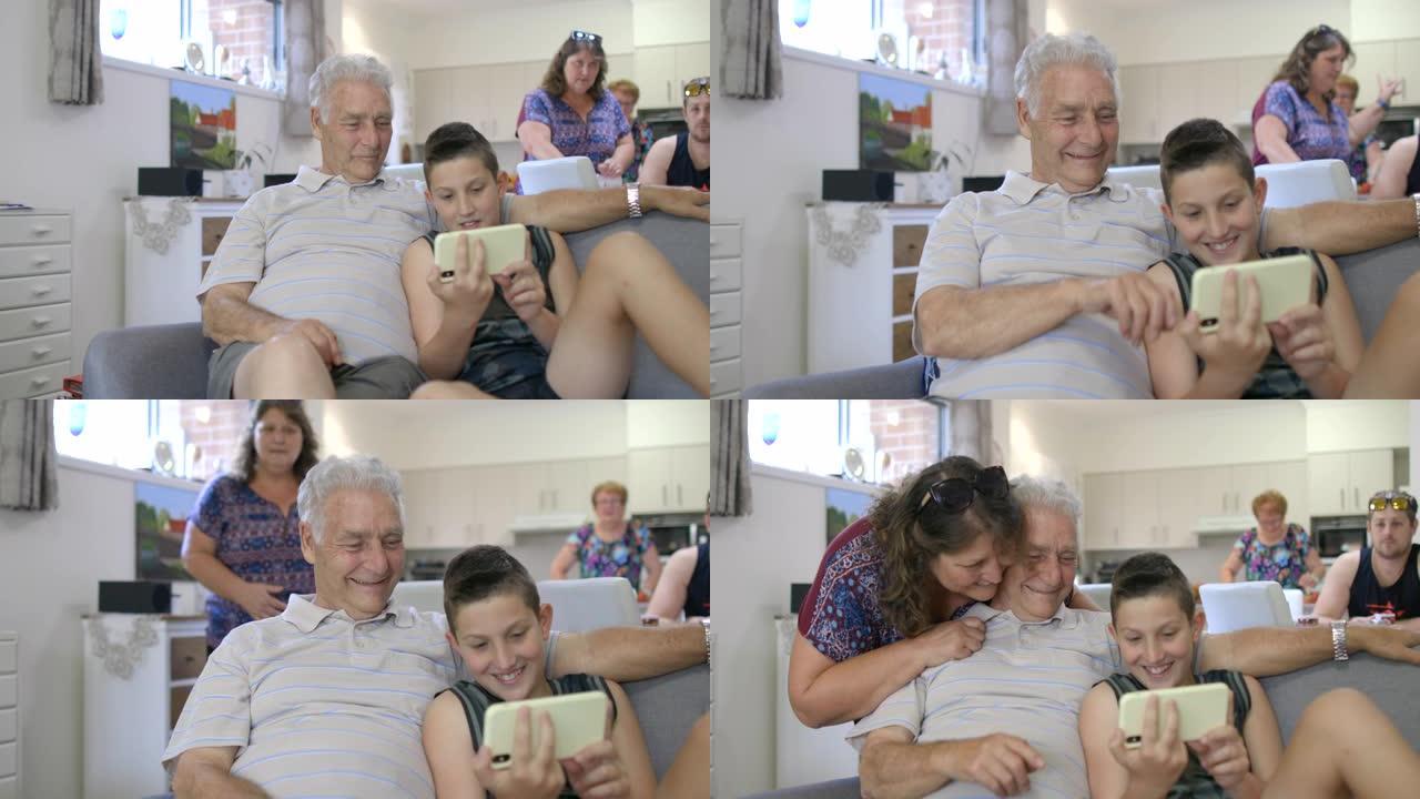看看这个爷爷外国人幸福孩子视频素材