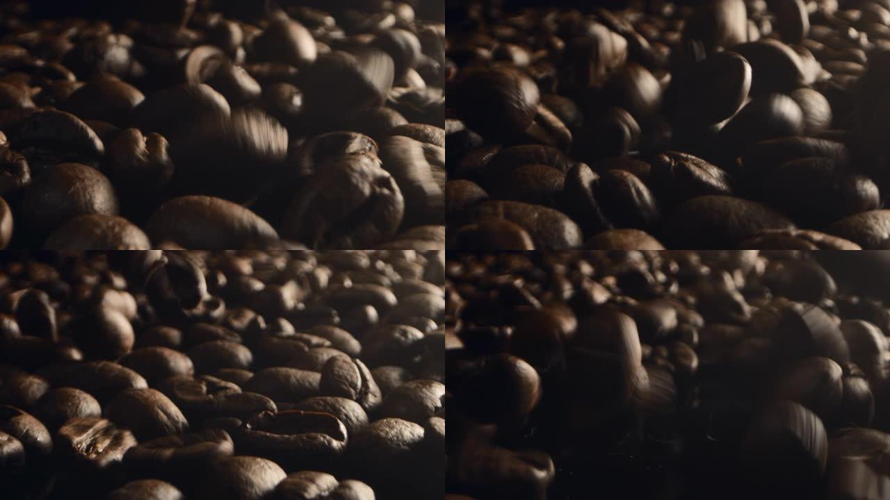 广阔的大型咖啡豆，像传统的饮料一样烘烤。