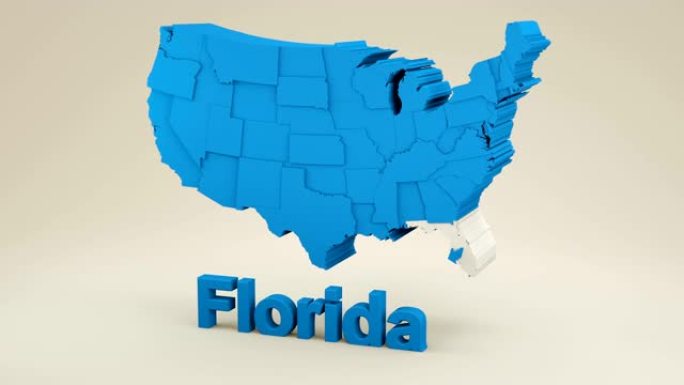 美国佛罗里达州地图蓝色背景