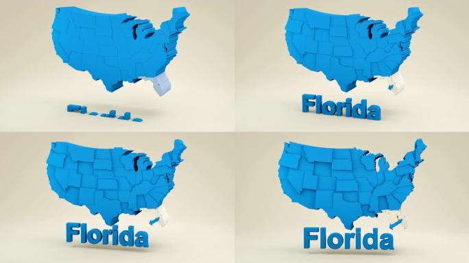 美国佛罗里达州地图蓝色背景