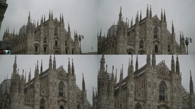 米兰城市天际线日出延时在米兰大教堂，米兰，意大利