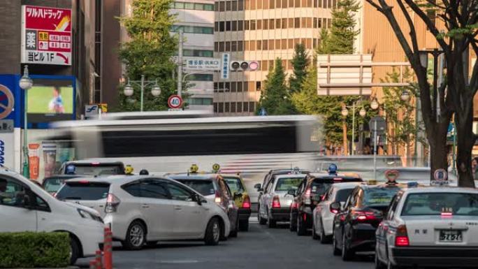 福冈城市景观博多的延时游客拥挤和交通日本市中心