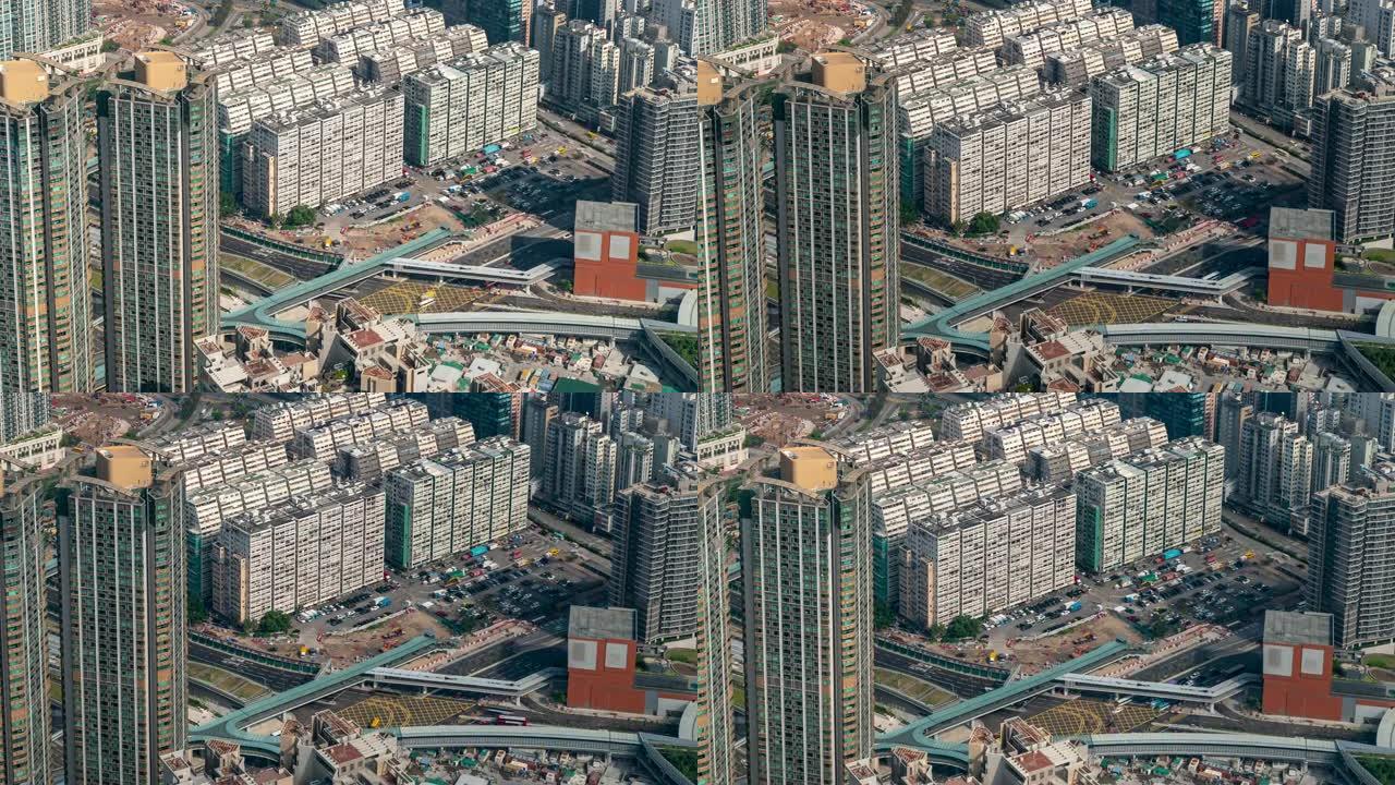 延时: 香港九龙鸟瞰图