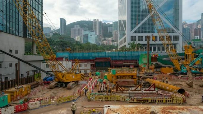 延时: 在香港中部建筑工地工作