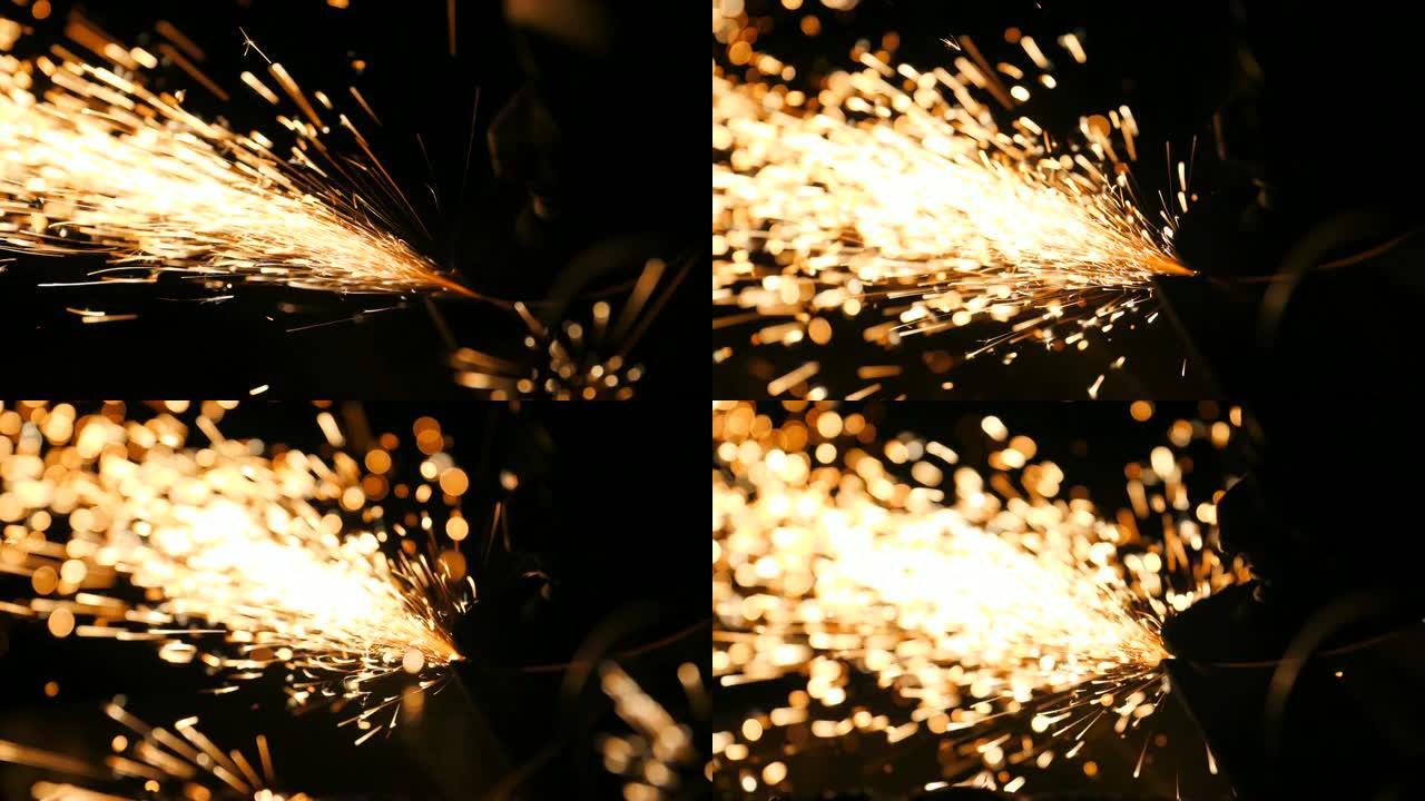 工业工人用火花焊接钢材
