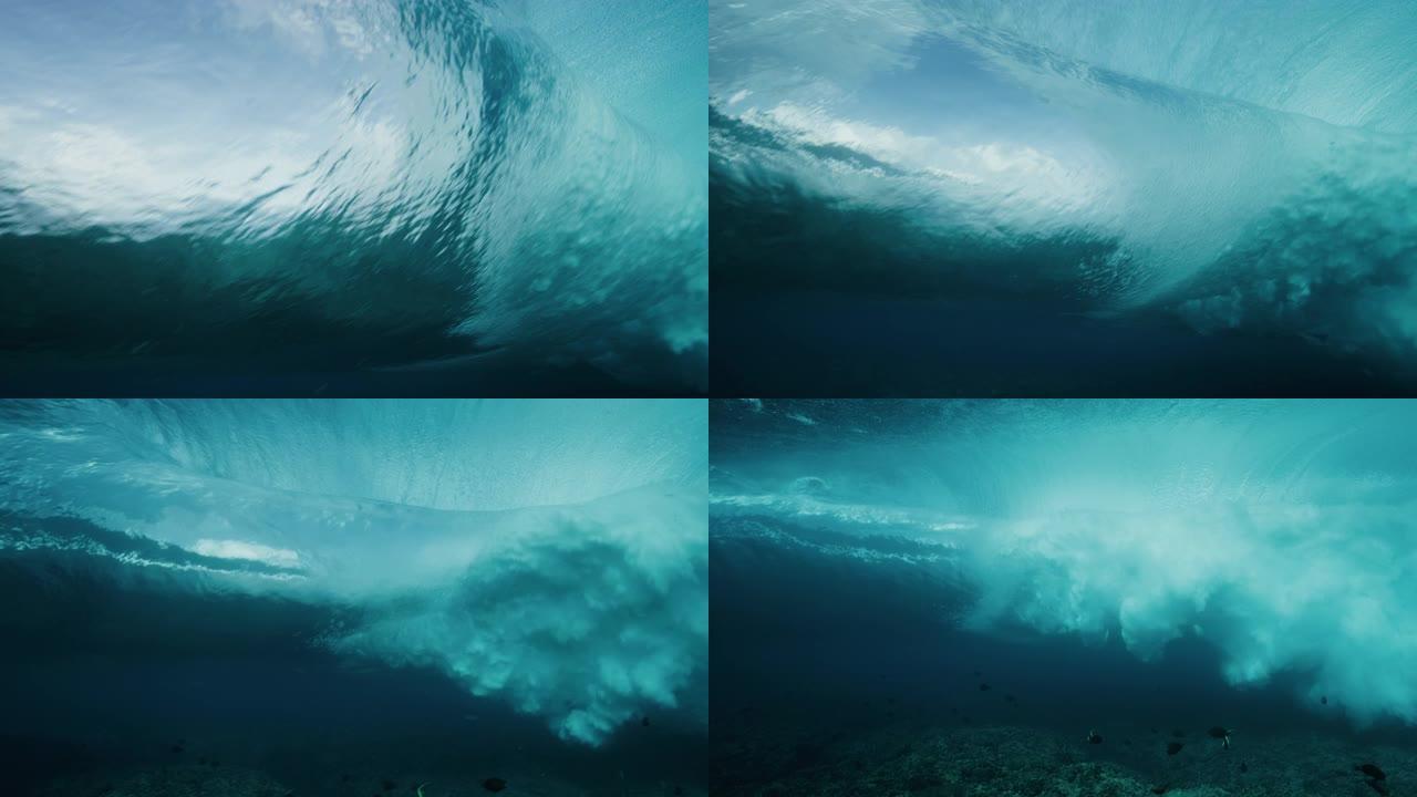 海浪下的海底世界海底世界海底海浪翻滚海浪