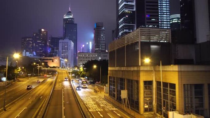 香港道路和摩天大楼的实时时间