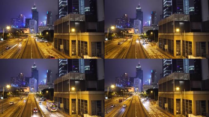 香港道路和摩天大楼的实时时间