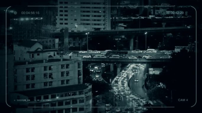 交通繁忙的CCTV道路和桥梁