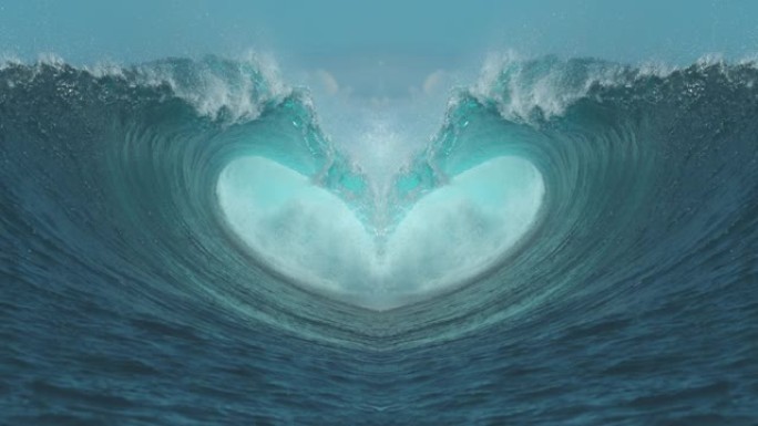 慢动作: 两波形成美丽的心脏形成