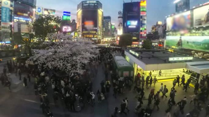 日本东京涩谷穿越的时间流逝