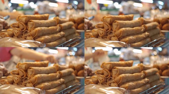 泰国清迈当地市场猪肉春卷