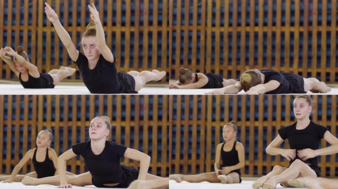 体育课女生训练外国人笑脸笑容瑜伽运动健身