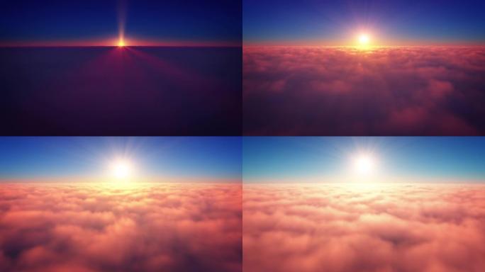 日出时在云层之上飞行
