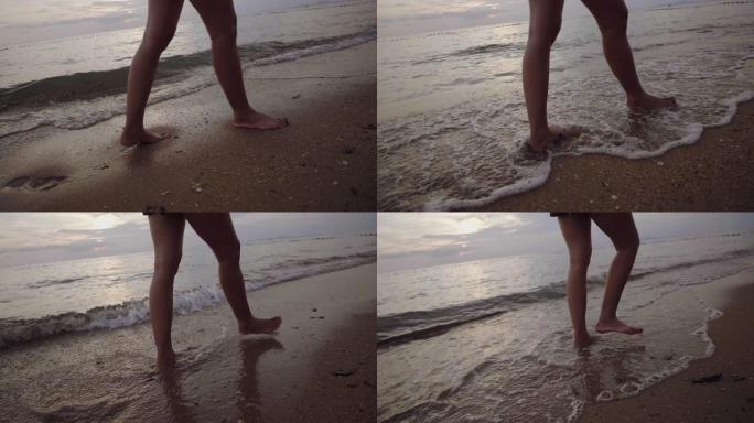 软沙中的脚步声海水沙滩脚步