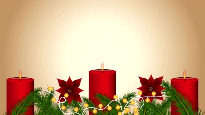 带蜡烛的圣诞快乐动画