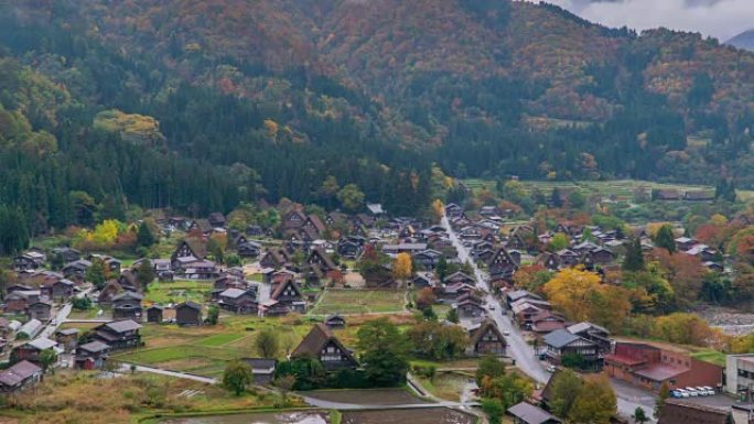 日本岐阜市秋时节白川子村4k延时。