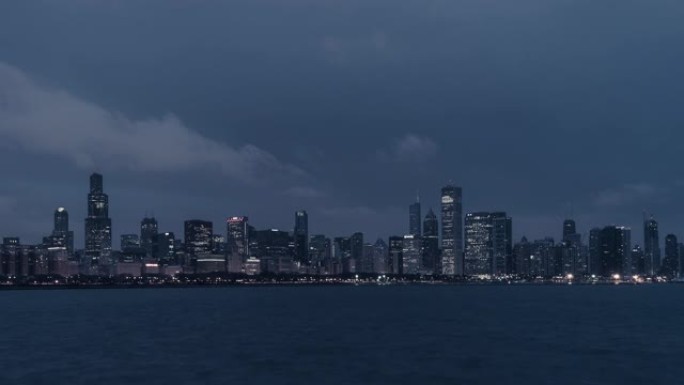 T/L芝加哥天际线黎明，昼夜过渡/伊利诺伊州芝加哥