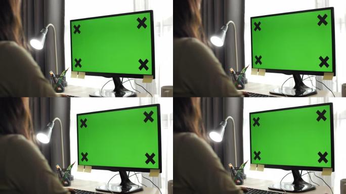 绿屏电脑绿幕抠像合成素材显示屏