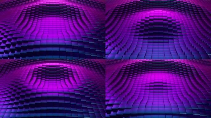 运动中的抽象紫外立方表面。立方体上下移动的无缝循环3d动画。