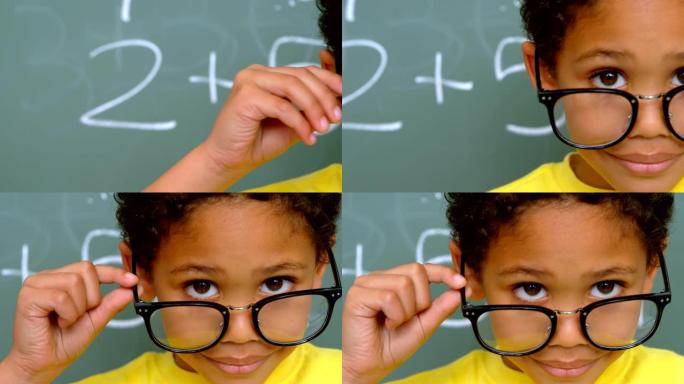 非裔美国男生在学校4k教室里观看奇观的特写镜头