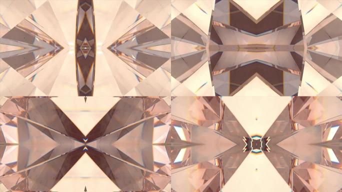 闪闪发光的抽象旋转钻石宏观背景与万花筒效果。无缝循环4k cg 3d动画