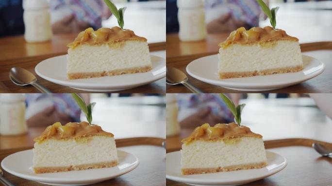 澳洲坚果芝士蛋糕的4k镜头
