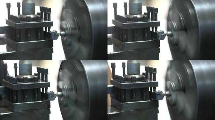 4k镜头场景金属加工厂车床特写加工，车床金属加工行业概念