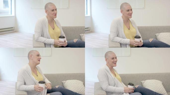 在家患癌症的女人乐观积极生病