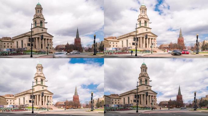 延时:美国华盛顿特区市中心的国立城市基督教会