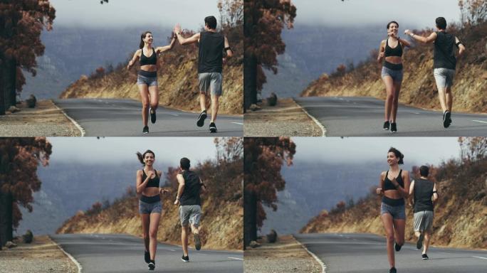不要追人，跑过去外国夫妻跑步锻炼身体有氧