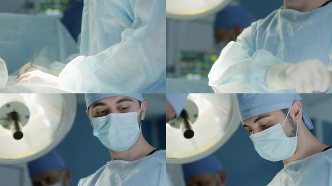 医生在手术过程中使用手术工具