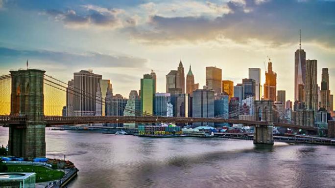 布鲁克林大桥和曼哈顿金融区主视图