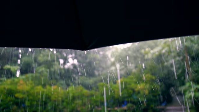 雨天气下的雨伞下大雨雨伞边缘雨水雨珠