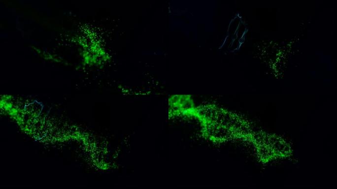DNA分子模型。发光粒子