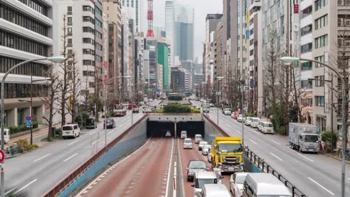 延时: 新桥的东京路和日本东京银座