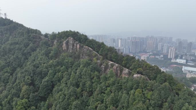 航拍重庆工商大学后山龙脊山