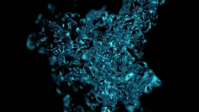 慢动作中的水爆炸高级水粒子三维动画爆炸通