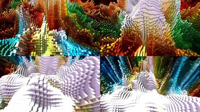 立方体块抽象背景动态粒子矩阵波浪