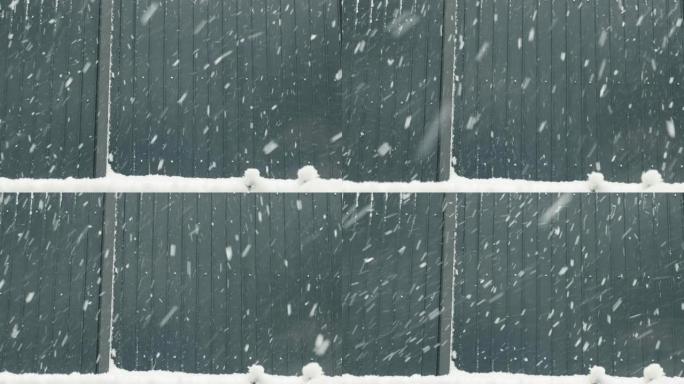 冬季暴风雪。大雪封门落雪下雪天