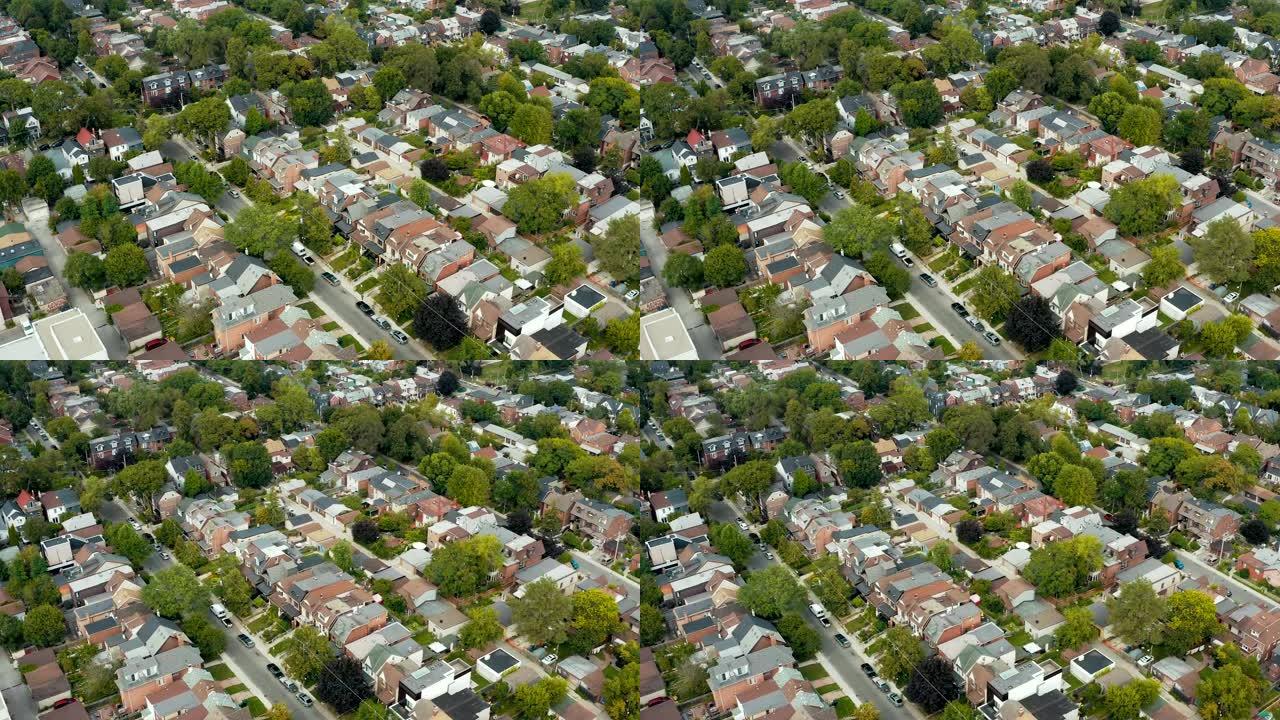大城市住宅区的空中拍摄。