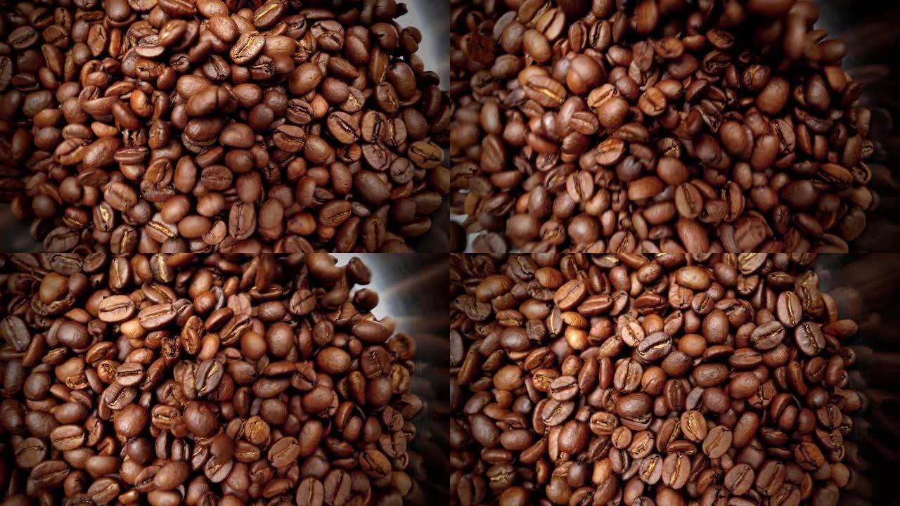 混合烘焙咖啡。咖啡原材料咖啡豆筛选