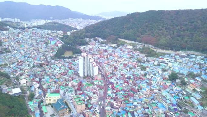 鸟瞰图韩国釜山甘川文化村