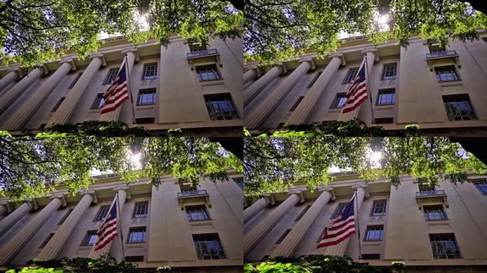 美国国旗。华盛顿特区。大厦