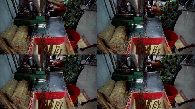 越南传统老屋自动制香机4k慢动作镜头传统艺术文化理念