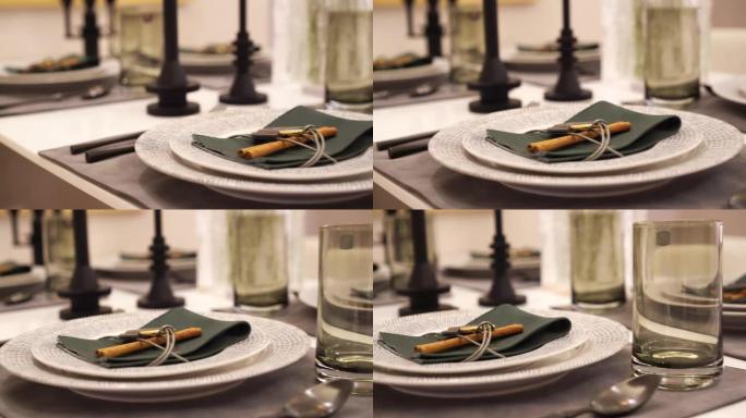 餐桌上优雅的陶器特写展示视频素材