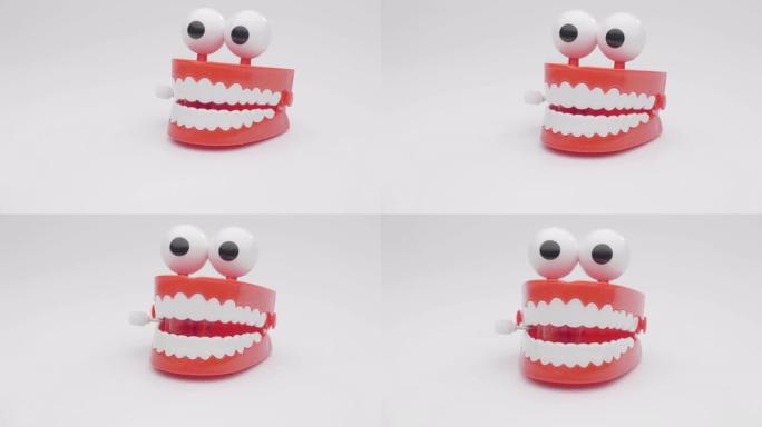玩具牙齿。移动有趣的牙齿模型玩具。