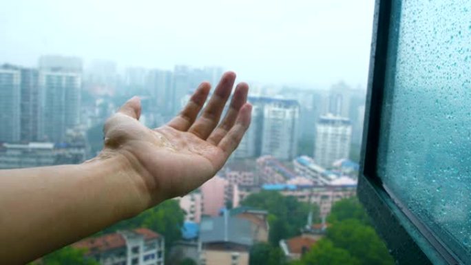 透过窗户触摸城市雨