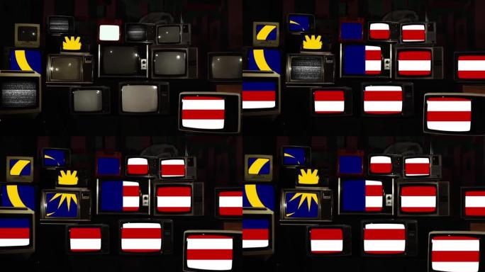 复古电视上的马来西亚国旗。